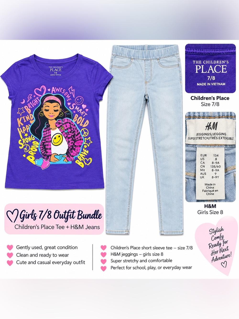💜 Girls 7/8 Children’s Place + H&M Outfit Bundle